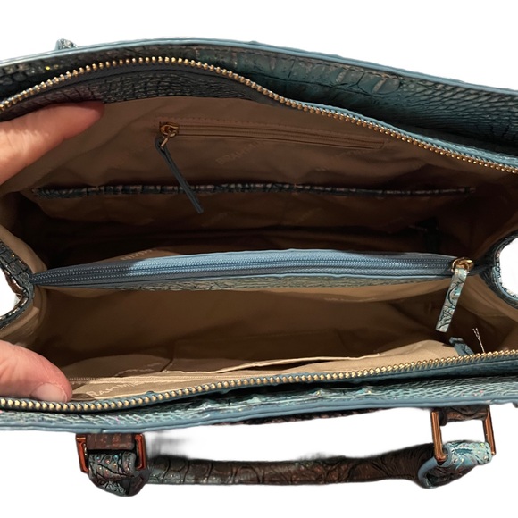 Brahmin Small Finley Leather Satchel Artic Blue - Picture 6 of 8